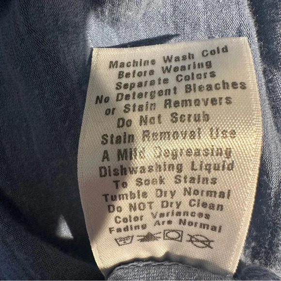 Fresh Produce Shirt Dress Blue White Stripes Medium Round Split Hem Style 22691 - Picture 7 of 7